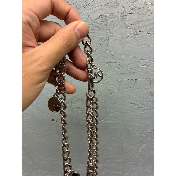 Michael Kors Silver Tone Chain Link Belt Bar Logo Accent Women’s Accessory - Picture 6 of 8